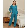 Ekouaer Women’s Pajamas Sets 2 piece PJs V Neck Long Sleeve Sleepwear Comfy Pants Loungewear with Pocket(Blue Green)