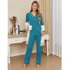 Ekouaer Women’s Pajamas Sets 2 piece PJs V Neck Long Sleeve Sleepwear Comfy Pants Loungewear with Pocket(Blue Green)