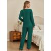 Ekouaer Women’s Pajamas Sets 2 piece PJs V Neck Long Sleeve Sleepwear Comfy Pants Loungewear with Pocket(Lake Green)