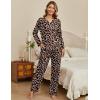 Ekouaer Women’s Pajamas Sets 2 piece PJs V Neck Long Sleeve Sleepwear Comfy Pants Loungewear with Pocket(Leopard)