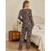 Ekouaer Women’s Pajamas Sets 2 piece PJs V Neck Long Sleeve Sleepwear Comfy Pants Loungewear with Pocket(Leopard)
