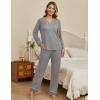 Ekouaer Women’s Pajamas Sets 2 piece PJs V Neck Long Sleeve Sleepwear Comfy Pants Loungewear with Pocket(Medium Grey)