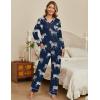 Ekouaer Women’s Pajamas Sets 2 piece PJs V Neck Long Sleeve Sleepwear Comfy Pants Loungewear with Pocket(Navy Zebra)