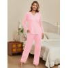 Ekouaer Women’s Pajamas Sets 2 piece PJs V Neck Long Sleeve Sleepwear Comfy Pants Loungewear with Pocket(Pink)