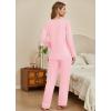 Ekouaer Women’s Pajamas Sets 2 piece PJs V Neck Long Sleeve Sleepwear Comfy Pants Loungewear with Pocket(Pink)