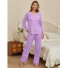 Ekouaer Women’s Pajamas Sets 2 piece PJs V Neck Long Sleeve Sleepwear Comfy Pants Loungewear with Pocket(Purple Lightning)