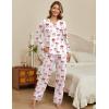 Ekouaer Women’s Pajamas Sets 2 piece PJs V Neck Long Sleeve Sleepwear Comfy Pants Loungewear with Pocket(Red Bow)