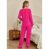 Ekouaer Women’s Pajamas Sets 2 piece PJs V Neck Long Sleeve Sleepwear Comfy Pants Loungewear with Pocket(Rose Red)