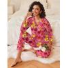 Ekouaer Women’s Pajamas Sets 2 piece PJs V Neck Long Sleeve Sleepwear Comfy Pants Loungewear with Pocket(Rose Red Flower)