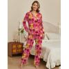 Ekouaer Women’s Pajamas Sets 2 piece PJs V Neck Long Sleeve Sleepwear Comfy Pants Loungewear with Pocket(Rose Red Flower)