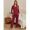 Ekouaer Women’s Pajamas Sets 2 piece PJs V Neck Long Sleeve Sleepwear Comfy Pants Loungewear with Pocket(Wine Red)