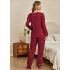 Ekouaer Women’s Pajamas Sets 2 piece PJs V Neck Long Sleeve Sleepwear Comfy Pants Loungewear with Pocket(Wine Red)