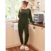 Ekouaer Womens Pajamas Sets Long Sleeve Soft Sleepwear 2 Piece Velvet Pjs Lounge Sets with Pockets(Army Green)