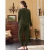 Ekouaer Womens Pajamas Sets Long Sleeve Soft Sleepwear 2 Piece Velvet Pjs Lounge Sets with Pockets(Army Green)