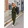 Ekouaer Womens Pajamas Sets Long Sleeve Soft Sleepwear 2 Piece Velvet Pjs Lounge Sets with Pockets(Army Green)