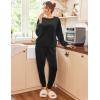 Ekouaer Womens Pajamas Sets Long Sleeve Soft Sleepwear 2 Piece Velvet Pjs Lounge Sets with Pockets(Black)