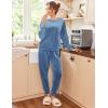 Ekouaer Womens Pajamas Sets Long Sleeve Soft Sleepwear 2 Piece Velvet Pjs Lounge Sets with Pockets(Blue)