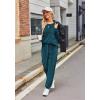 Ekouaer Womens Pajamas Sets Long Sleeve Soft Sleepwear 2 Piece Velvet Pjs Lounge Sets with Pockets(Blue Green)