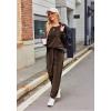 Ekouaer Womens Pajamas Sets Long Sleeve Soft Sleepwear 2 Piece Velvet Pjs Lounge Sets with Pockets(Brown)