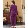 Ekouaer Womens Pajamas Sets Long Sleeve Soft Sleepwear 2 Piece Velvet Pjs Lounge Sets with Pockets(Deep Purple)