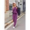 Ekouaer Womens Pajamas Sets Long Sleeve Soft Sleepwear 2 Piece Velvet Pjs Lounge Sets with Pockets(Deep Purple)