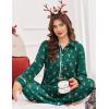 Ekouaer Womens Pajamas Sets Long Sleeve Soft Sleepwear 2 Piece Velvet Pjs Lounge Sets with Pockets(Green Elk)