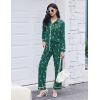 Ekouaer Womens Pajamas Sets Long Sleeve Soft Sleepwear 2 Piece Velvet Pjs Lounge Sets with Pockets(Green Elk)