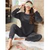 Ekouaer Womens Pajamas Sets Long Sleeve Soft Sleepwear 2 Piece Velvet Pjs Lounge Sets with Pockets(Grey)