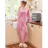 Ekouaer Womens Pajamas Sets Long Sleeve Soft Sleepwear 2 Piece Velvet Pjs Lounge Sets with Pockets(Hot Pink)