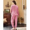 Ekouaer Womens Pajamas Sets Long Sleeve Soft Sleepwear 2 Piece Velvet Pjs Lounge Sets with Pockets(Hot Pink)