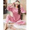 Ekouaer Womens Pajamas Sets Long Sleeve Soft Sleepwear 2 Piece Velvet Pjs Lounge Sets with Pockets(Hot Pink)