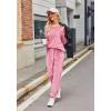 Ekouaer Womens Pajamas Sets Long Sleeve Soft Sleepwear 2 Piece Velvet Pjs Lounge Sets with Pockets(Hot Pink)