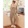 Ekouaer Womens Pajamas Sets Long Sleeve Soft Sleepwear 2 Piece Velvet Pjs Lounge Sets with Pockets(Khaki)