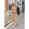 Ekouaer Womens Pajamas Sets Long Sleeve Soft Sleepwear 2 Piece Velvet Pjs Lounge Sets with Pockets(Khaki)
