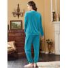 Ekouaer Womens Pajamas Sets Long Sleeve Soft Sleepwear 2 Piece Velvet Pjs Lounge Sets with Pockets(Lake Blue)