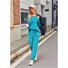Ekouaer Womens Pajamas Sets Long Sleeve Soft Sleepwear 2 Piece Velvet Pjs Lounge Sets with Pockets(Lake Blue)