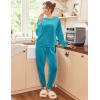 Ekouaer Womens Pajamas Sets Long Sleeve Soft Sleepwear 2 Piece Velvet Pjs Lounge Sets with Pockets(Lake Blue)