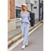 Ekouaer Womens Pajamas Sets Long Sleeve Soft Sleepwear 2 Piece Velvet Pjs Lounge Sets with Pockets(Light Blue)