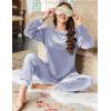 Ekouaer Womens Pajamas Sets Long Sleeve Soft Sleepwear 2 Piece Velvet Pjs Lounge Sets with Pockets(Light Blue)