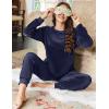 Ekouaer Womens Pajamas Sets Long Sleeve Soft Sleepwear 2 Piece Velvet Pjs Lounge Sets with Pockets(Navy Blue)