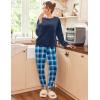 Ekouaer Womens Pajamas Sets Long Sleeve Soft Sleepwear 2 Piece Velvet Pjs Lounge Sets with Pockets(Plaid Blue)