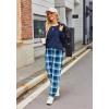 Ekouaer Womens Pajamas Sets Long Sleeve Soft Sleepwear 2 Piece Velvet Pjs Lounge Sets with Pockets(Plaid Blue)
