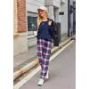 Ekouaer Womens Pajamas Sets Long Sleeve Soft Sleepwear 2 Piece Velvet Pjs Lounge Sets with Pockets(Plaid Navy)