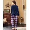 Ekouaer Womens Pajamas Sets Long Sleeve Soft Sleepwear 2 Piece Velvet Pjs Lounge Sets with Pockets(Plaid Navy)