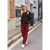 Ekouaer Womens Pajamas Sets Long Sleeve Soft Sleepwear 2 Piece Velvet Pjs Lounge Sets with Pockets(Plaid Red)