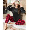 Ekouaer Womens Pajamas Sets Long Sleeve Soft Sleepwear 2 Piece Velvet Pjs Lounge Sets with Pockets(Plaid Red)
