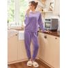 Ekouaer Womens Pajamas Sets Long Sleeve Soft Sleepwear 2 Piece Velvet Pjs Lounge Sets with Pockets(Purple)