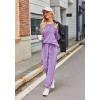Ekouaer Womens Pajamas Sets Long Sleeve Soft Sleepwear 2 Piece Velvet Pjs Lounge Sets with Pockets(Purple)