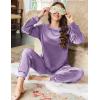 Ekouaer Womens Pajamas Sets Long Sleeve Soft Sleepwear 2 Piece Velvet Pjs Lounge Sets with Pockets(Purple)