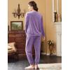 Ekouaer Womens Pajamas Sets Long Sleeve Soft Sleepwear 2 Piece Velvet Pjs Lounge Sets with Pockets(Purple)
